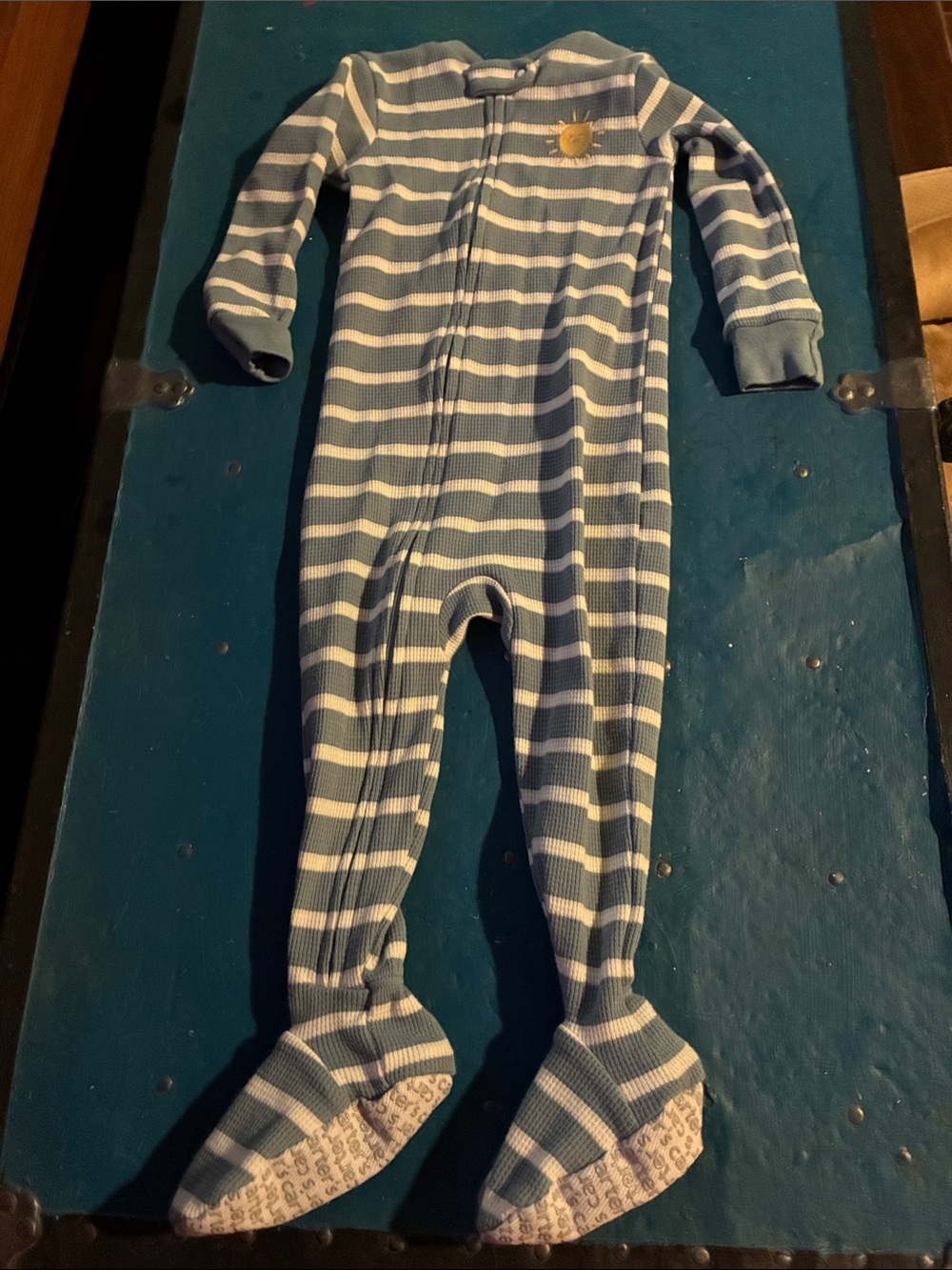 NWOT- Blue and White Striped Kids One-Piece Sleeper- 18 Months Boys